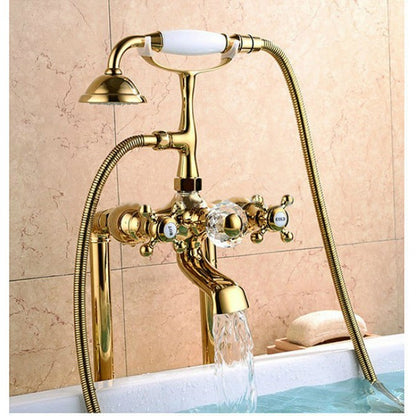 Golden Vintage Deck Mounted Clawfoot Tub Filler Faucet  1