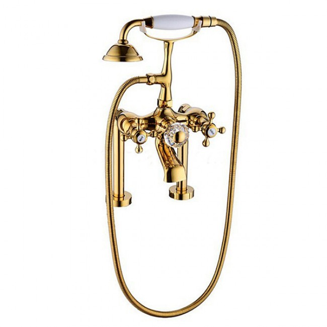 Golden Vintage Deck Mounted Clawfoot Tub Filler Faucet