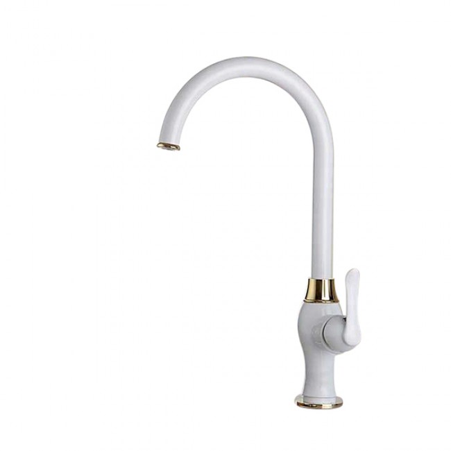 Golden White Kitchen Basin Sink Faucet Single Handle