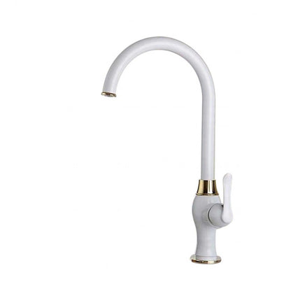 Golden White Kitchen Basin Sink Faucet Single Handle