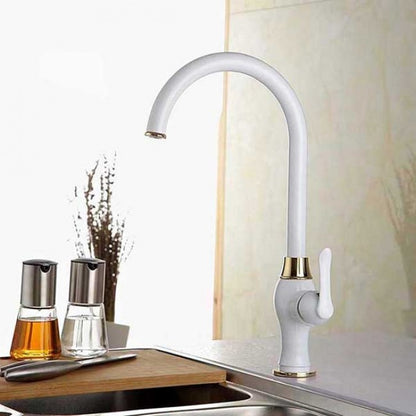 Golden White Kitchen Basin Sink Faucet Single Handle 2