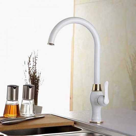 Golden White Kitchen Basin Sink Faucet Single Handle 2
