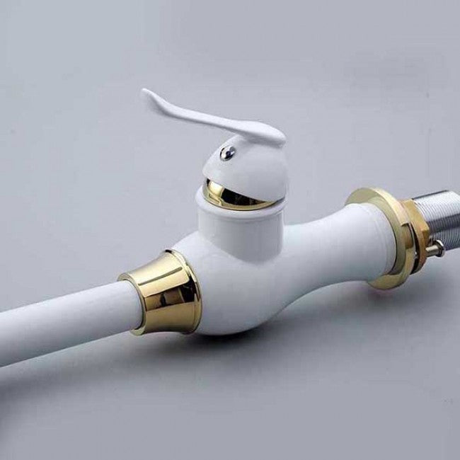Golden White Kitchen Basin Sink Faucet Single Handle 1