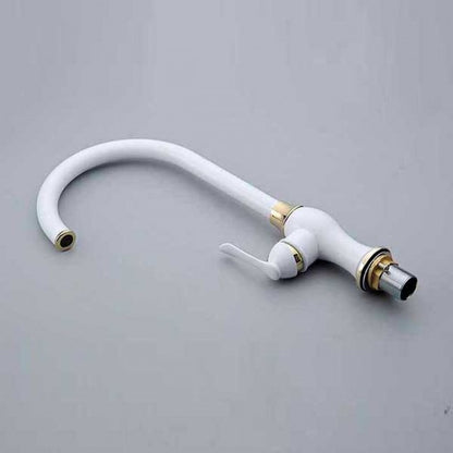 Golden White Kitchen Basin Sink Faucet Single Handle 3