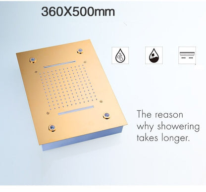 Juno Luxury Romote control LED Rainfall & Waterfall Concealed Gold Shower Set