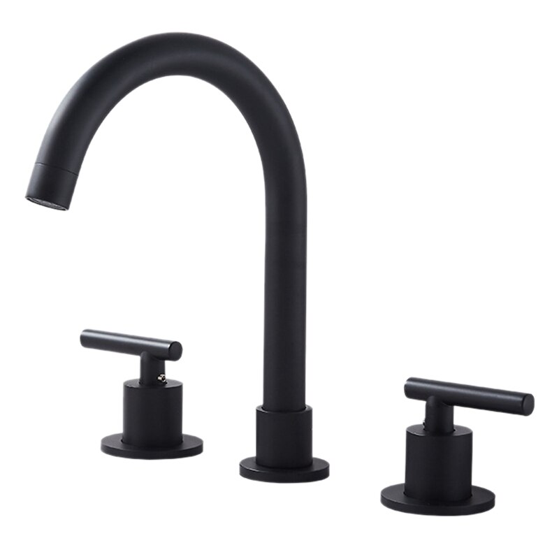 Juno Classic Goose Neck Matte Black Dual Handle Deck Mount Faucet