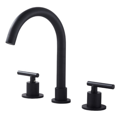 Juno Classic Goose Neck Matte Black Dual Handle Deck Mount Faucet
