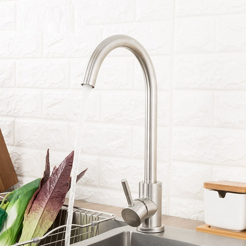 Brushed Nickel Goose neck Kitchen sink faucet