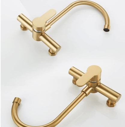 Juno Single Lever Brush Gold Rotation Kitchen Sink Faucet