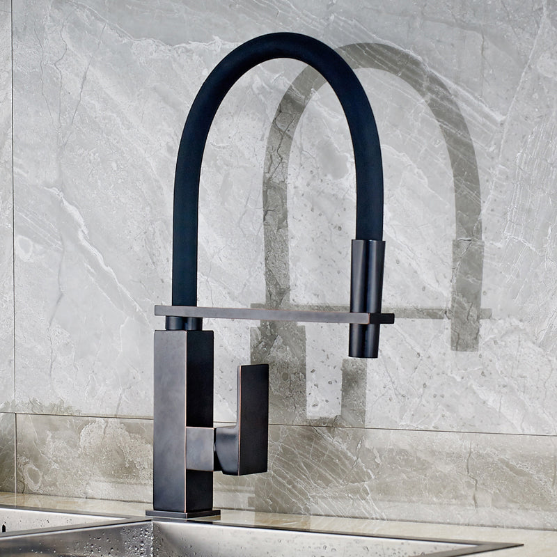 Hammer Kitchen Faucet Oil Rubbed Bronze Finish Squares Body Stand Deck Bar Mounted