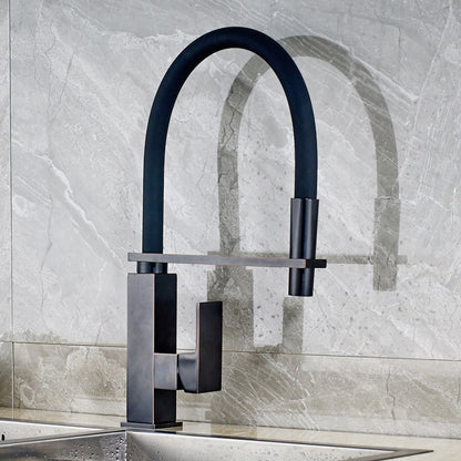 Hammer Kitchen Faucet Oil Rubbed Bronze Finish Squares Body Stand Deck Bar Mounted