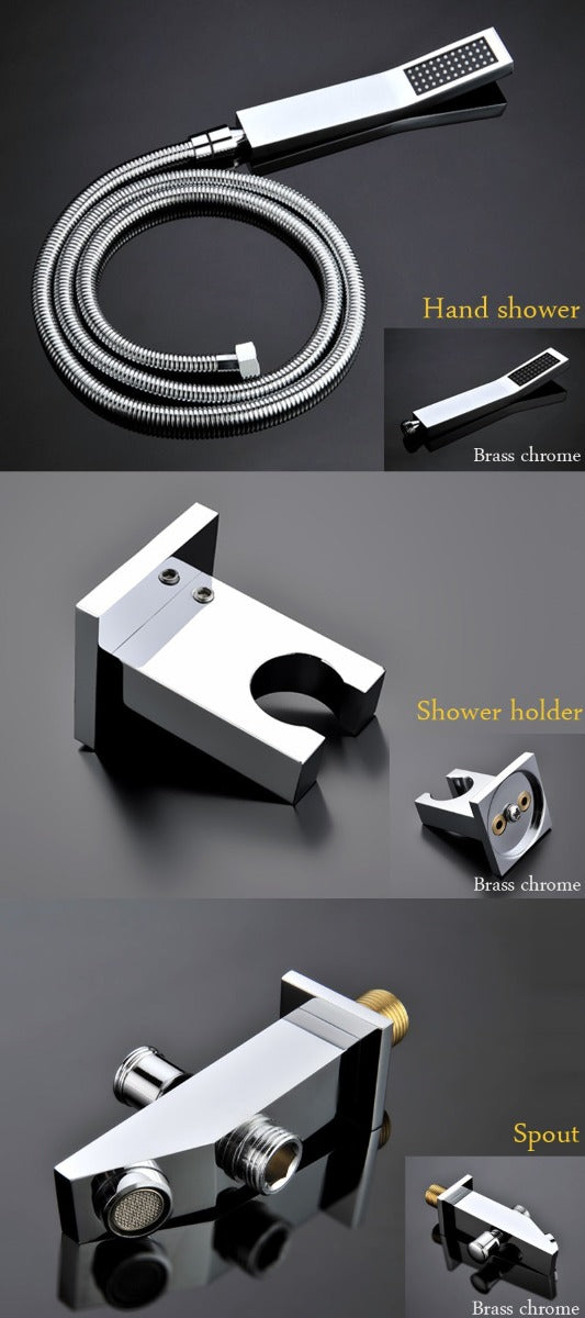 Juno Square Stainless Steel LED Shower With Spray Mist Shower Head