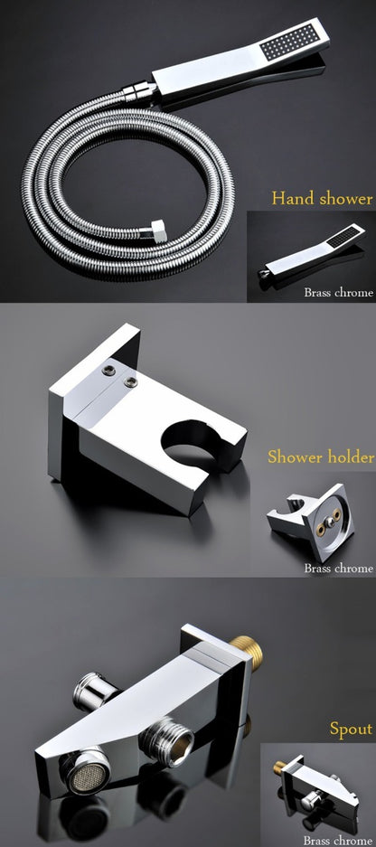 Juno Square Stainless Steel LED Shower With Spray Mist Shower Head