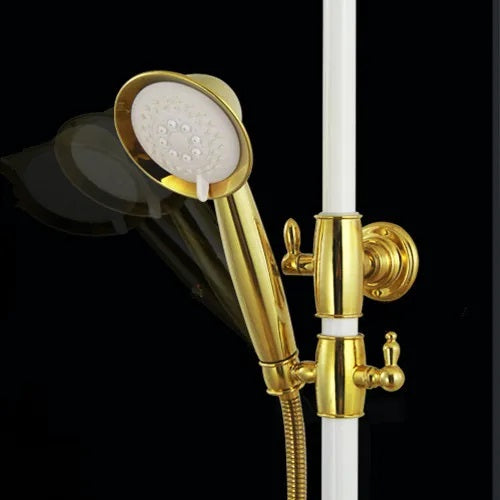 Juno Wall Mount Single Handle Rain Shower Head System With Bath Mixer and Faucet Set