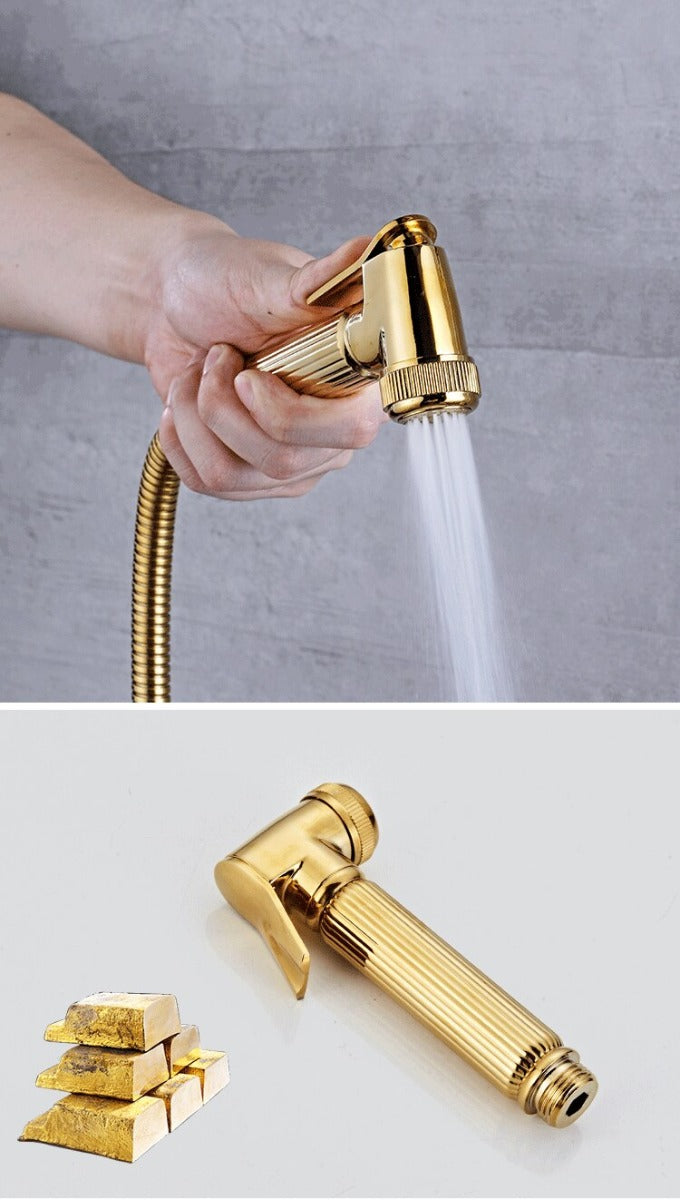Juno White & Gold Rain Shower System Thermostatic LED Digital Display Mixer With Tub Spout