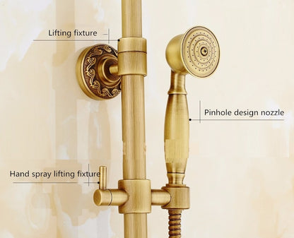 Juno Roman Brass Shower Head and Hose With Hand Held Shower and Tub Spout