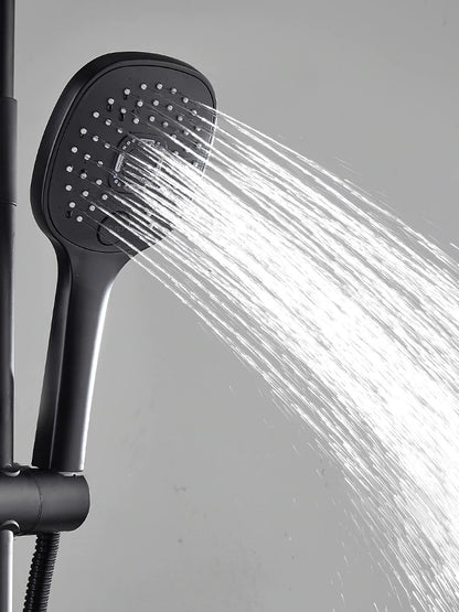 Juno 3 Way Matte Black Rainfall Thermostatic Bathroom Shower Column