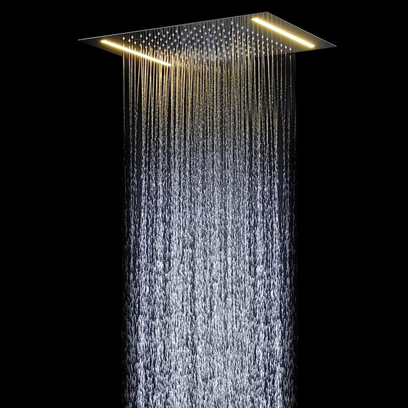 Ceiling Mounted Electric LED Chrome Rainfall Bathroom Shower