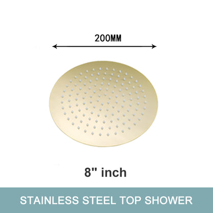 Juno Commercials Ceiling & Wall Mount Brushed Gold Luxury Shower Head & Arm