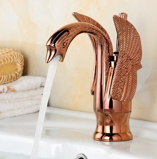 Hooper Rose Gold Finish Brass Body Deck Mount Bathroom Sink Faucet