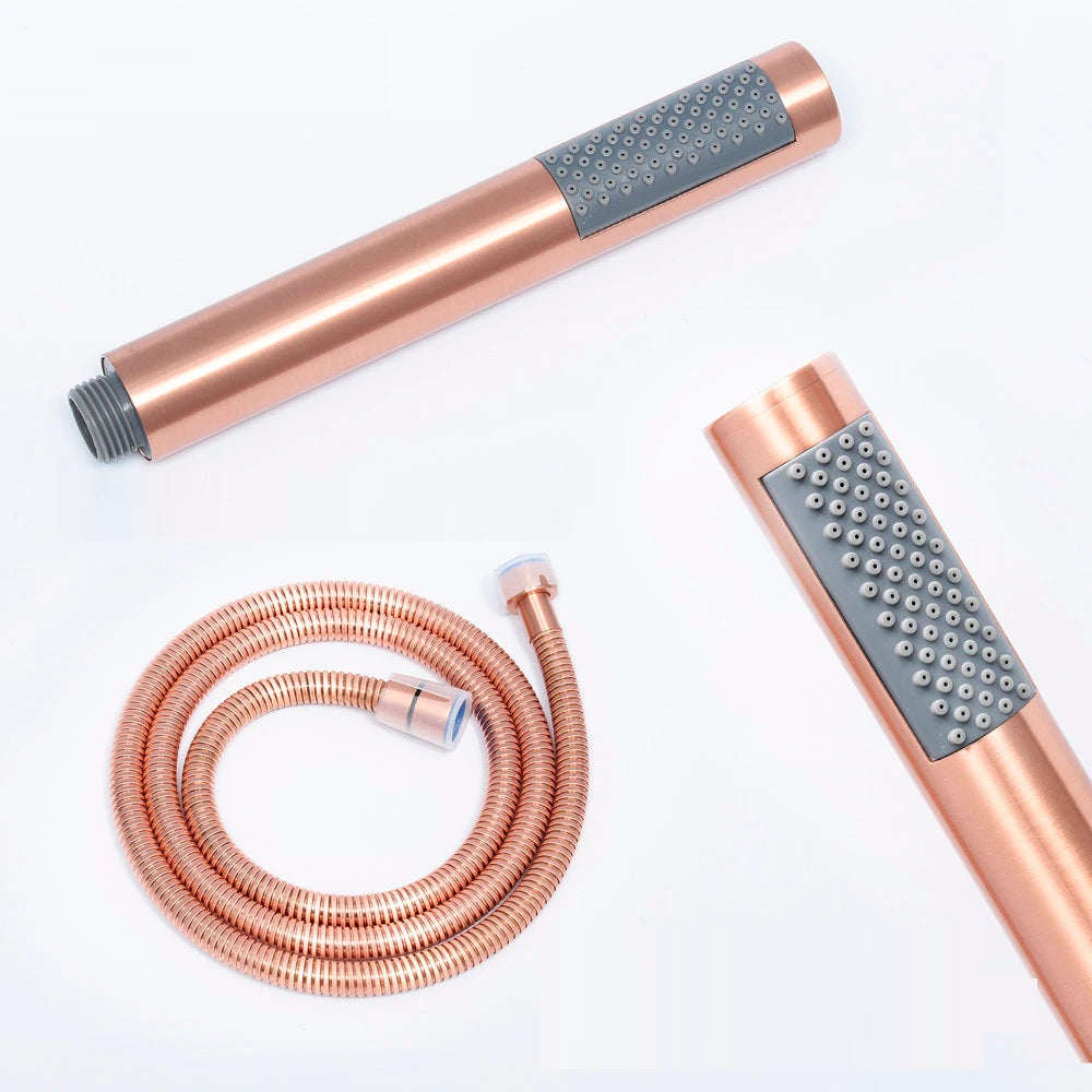 Brushed Rose Gold floor mount bathtub faucet