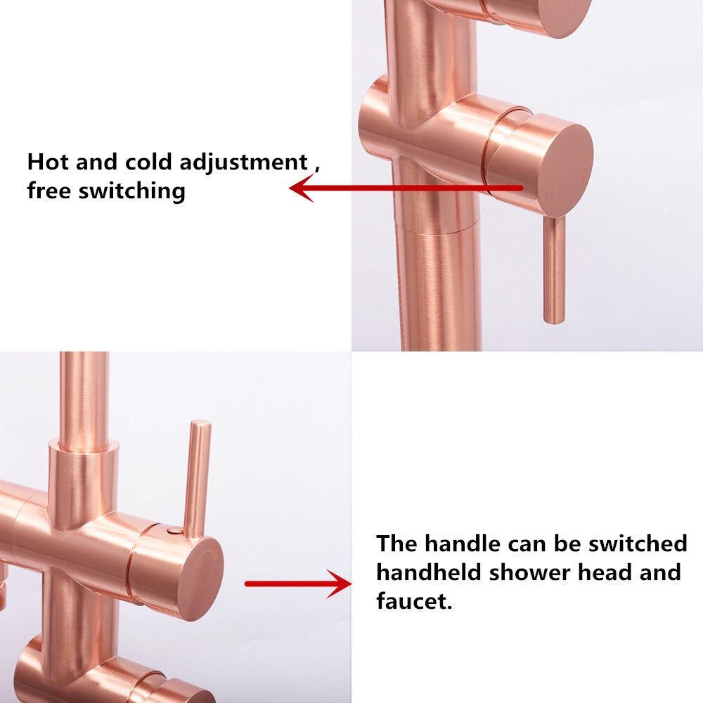 Brushed Rose Gold floor mount bathtub faucet