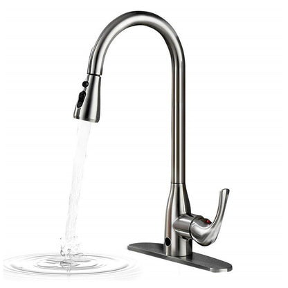 Dual Mode Sensor with Pull Down Sprayer Touchless Kitchen Sink Faucet