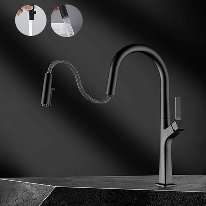 Juno Commercial Black Deck Mounted Single Handle Pull Out Kitchen Faucet