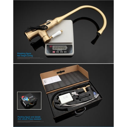 Lecce Long Neck Deck Mounted Gold Finish Single Lever Kitchen Sink Faucet