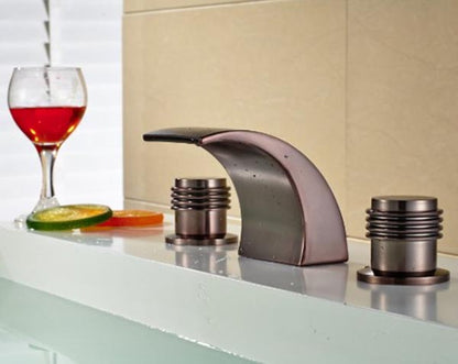 Osasco LED Dual Handle Oil Rubbed Bronze waterfall Sink Faucet Mixer Tap
