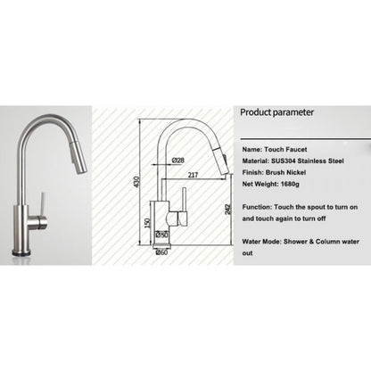 Cusco Long Neck Kitchen Pull Out Touch Sensor Faucet