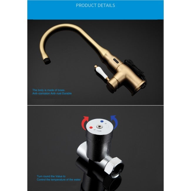 Lecce Long Neck Deck Mounted Gold Finish Single Lever Kitchen Sink Faucet