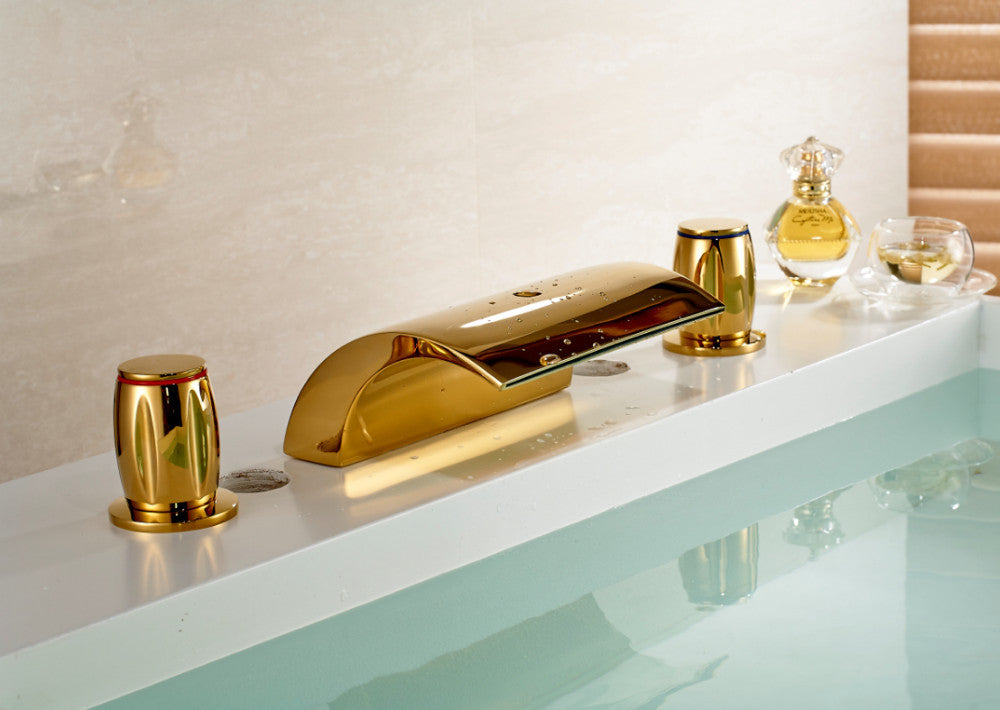 Buenos Gold polished Bathroom Sink Faucet And Mixer Tap for Bathtub 
