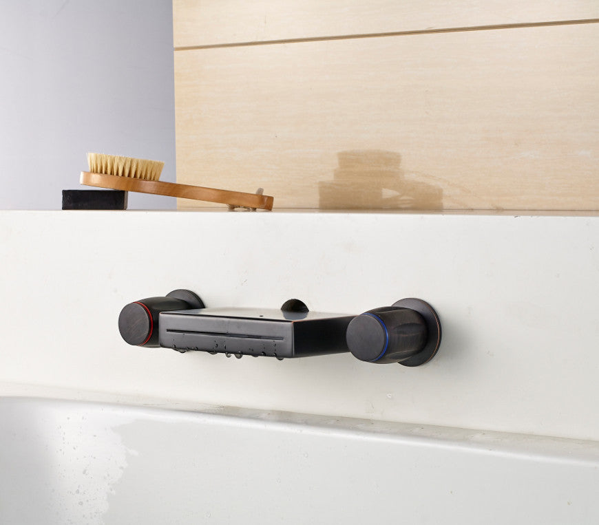 Natal Waterfall Oil Rubbed Bronze Bathroom LED Sink Faucet Double Tap Mixer