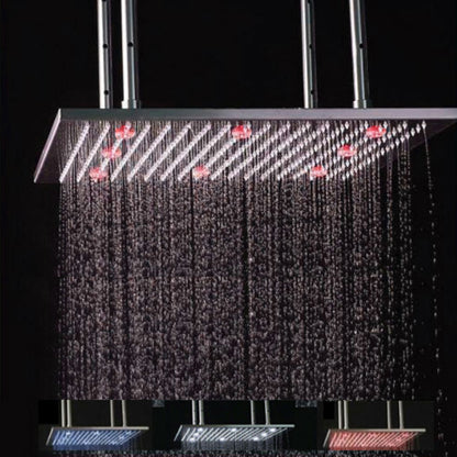 20" Square Brushed Stainless Steel LED Rain Shower Head