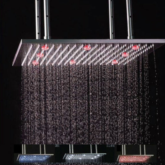 20" Square Brushed Stainless Steel LED Rain Shower Head