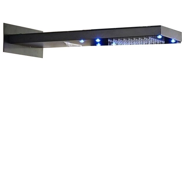 22" Dark Oil Rubbed Bronze Rain Waterfall Wall Mount LED Shower Head