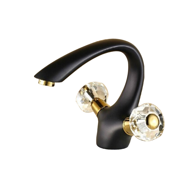 Oil Rubbed Bronze Dual Handles Deck Mounted Bathroom Vessel Sink Faucet