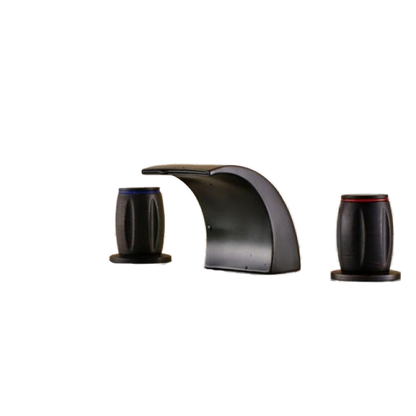 Luxury Round Dual Handle Oil Rubbed Bronze Waterfall Basin Sink Faucet