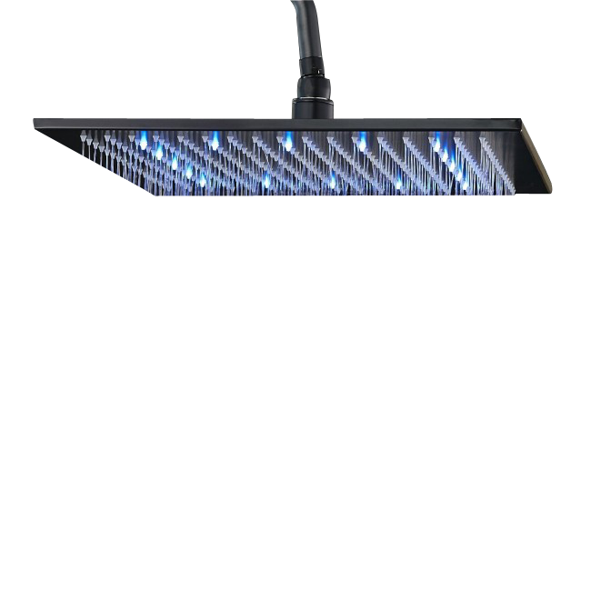 16" Oil Rubbed Bronze Square Color Changing LED Rain Shower Head