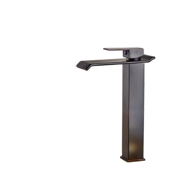 Square Tall Single Handle Waterfall Bathroom Sink Faucet Dark Oil Rubbed Bronze