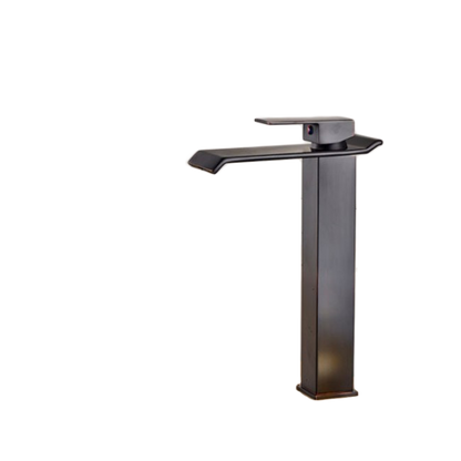 Square Tall Single Handle Waterfall Bathroom Sink Faucet Dark Oil Rubbed Bronze