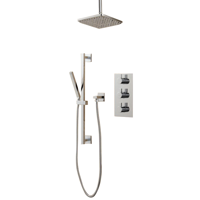 Thermostatic Shower System with Square Rain Shower Head