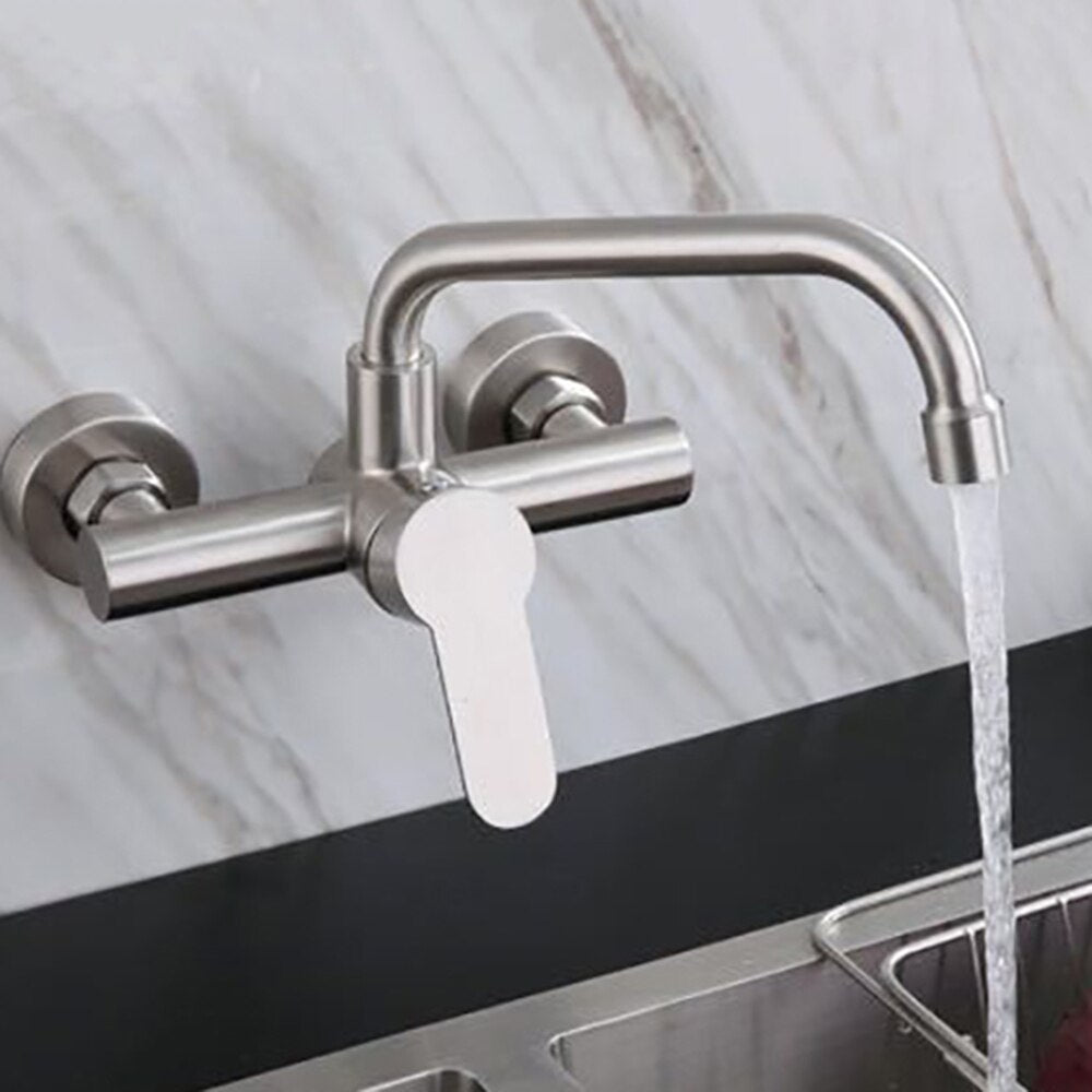 Juno New 360° Rotatable Hot And Cold Single Handle Wall-mount Kitchen Sink Faucet
