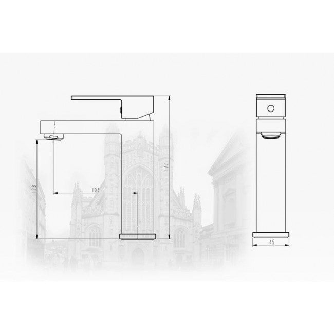 Juno Brushed Finish Single Handle Mixer Bathroom Standing Square Faucet