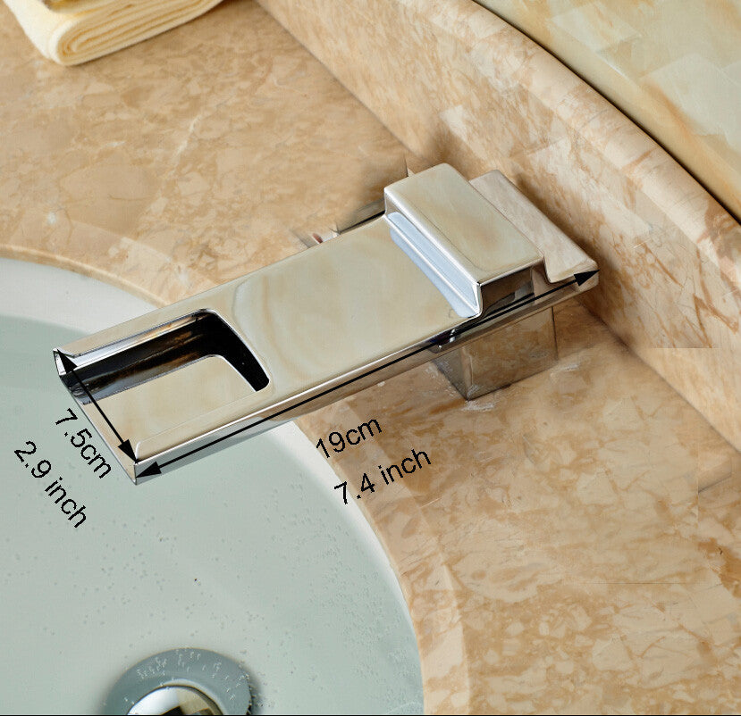 Paris Crystal Handle Chrome Finish Waterfall Bathtub Faucet with Pullout Handheld Shower