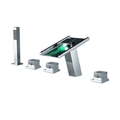 LED Waterfall Bathroom Faucet for Bath Tubs with Hand Shower