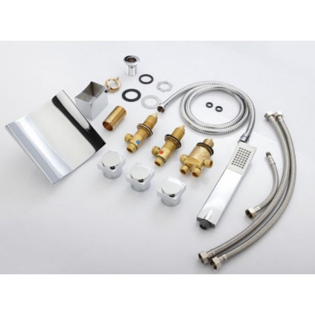 LED Waterfall Bathroom Faucet for Bath Tubs with Hand Shower