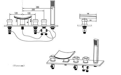 Juno Bathtub Faucet - Waterfall LED Bathtub Sink Faucet