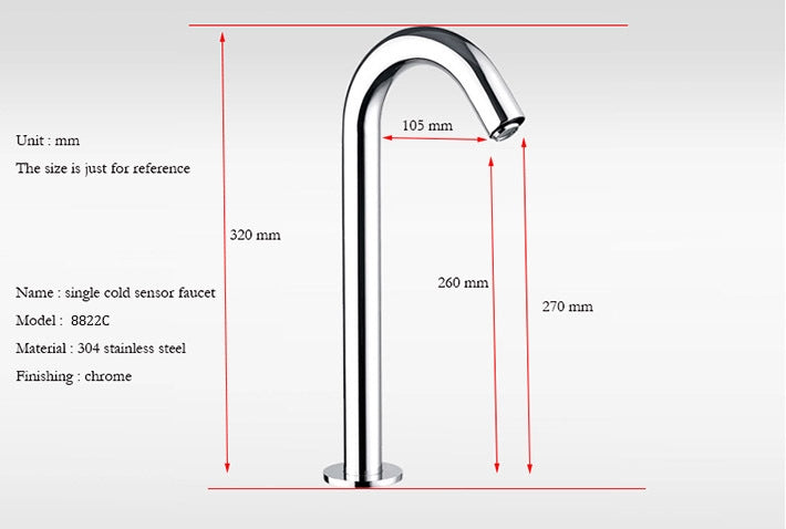 Juno Stainless Steel Infrared Automatic Chrome Finish Sensor Faucet 